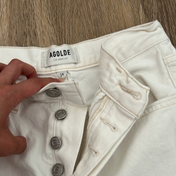 Agolde White Ripped Cropped Jeans - Picture 2 of 3